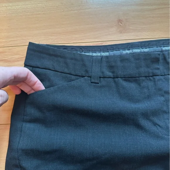 Express Dark Charcoal Gray Flare Cuffed Dress Pants bootcut trousers editor 12 - Picture 4 of 9